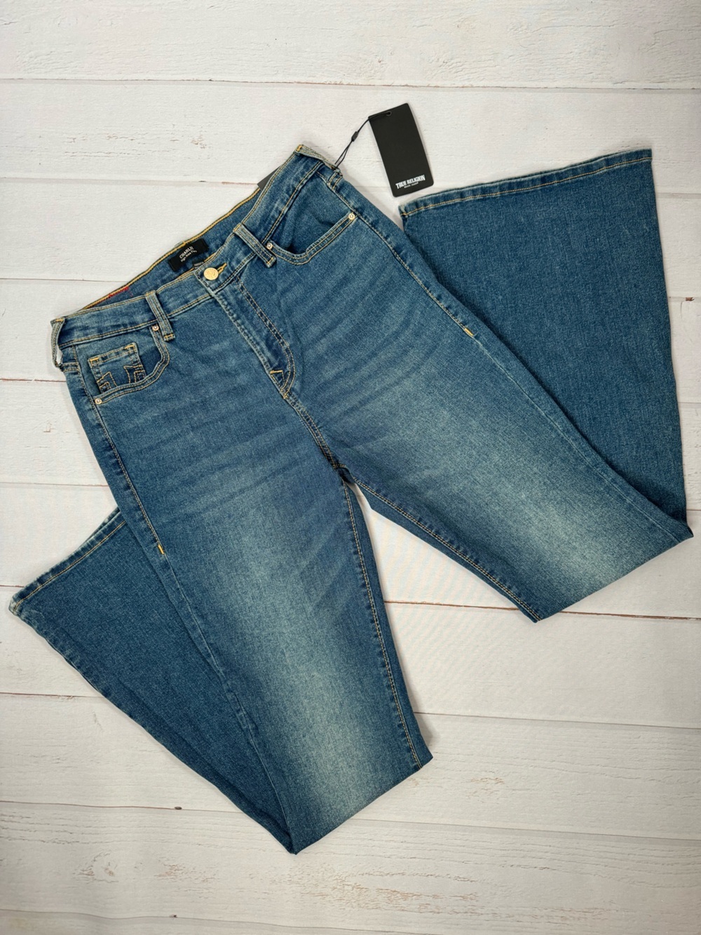 NWT True Religion Charlie High Rise Flare Jeans Medium Wash Women's Size 29
